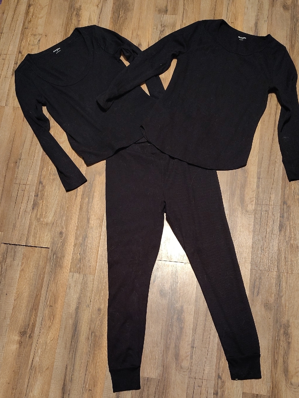 Old Navy Black Ribbed Thermal Tops and Leggings Set